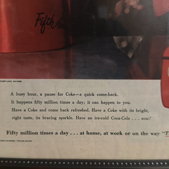 Vintage Coca-Cola advertisement from a 1950s magazine framed 12.5”x16” - Picture 5 of 8